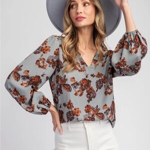 🩵Eesome V-Neck Balloon Sleeve Blouse🩵